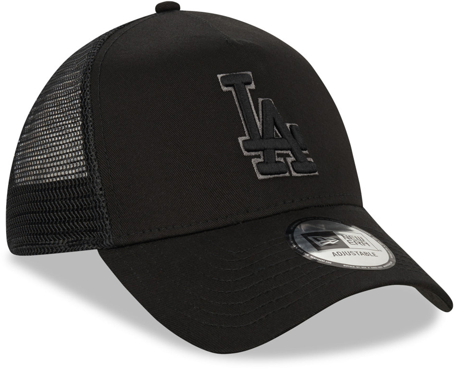 Los Angeles Dodgers New Era All Black Trucker Cap - Adjustable Snapback Hat for Men & Women - Perfect for Baseball Games, Streetwear & Casual Outfits