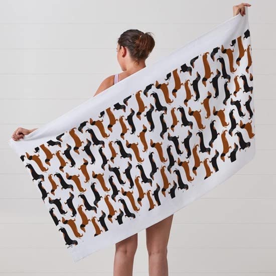 Dachshund White Large Beach Towel - Soft, Absorbent & Unique Dog Design | Perfect for Pool, Beach, Picnics & Gifts
