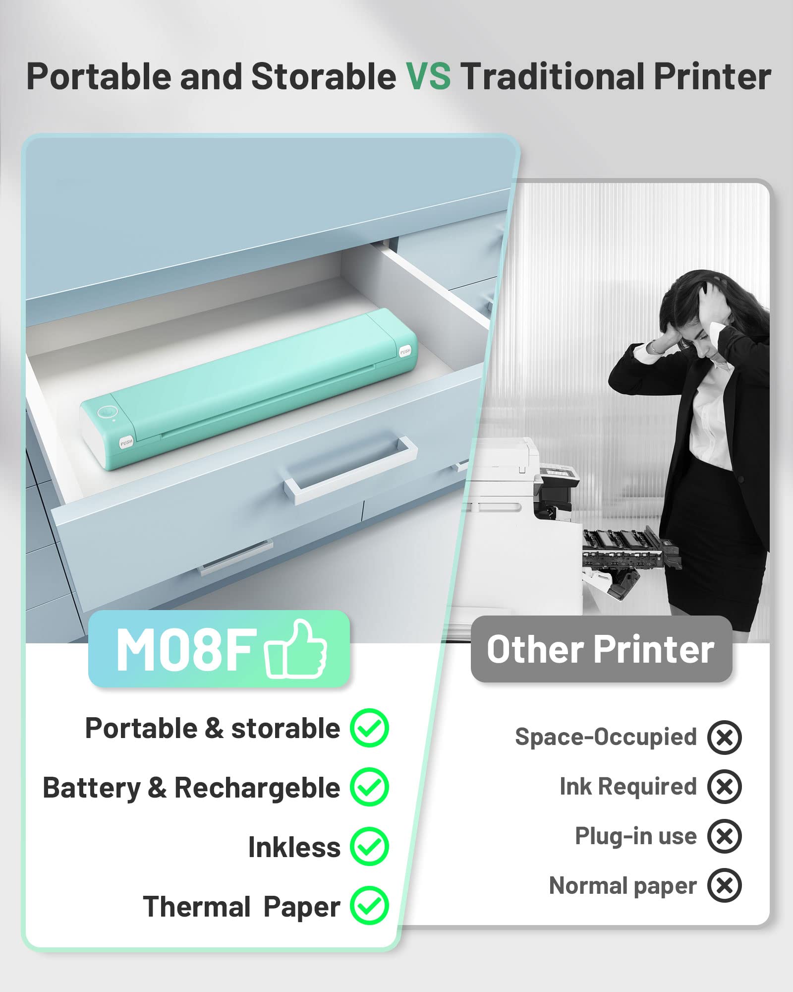Itari Inkless Thermal Printer - Portable A4 Bluetooth & USB Wireless Printer for Smartphones, Tablets & Laptops | Home Office, Travel & Business Printing Solution for Receipts, Labels & Documents | Perfect for On-the-Go Printing, Retail Receipts & Shipping Labels
