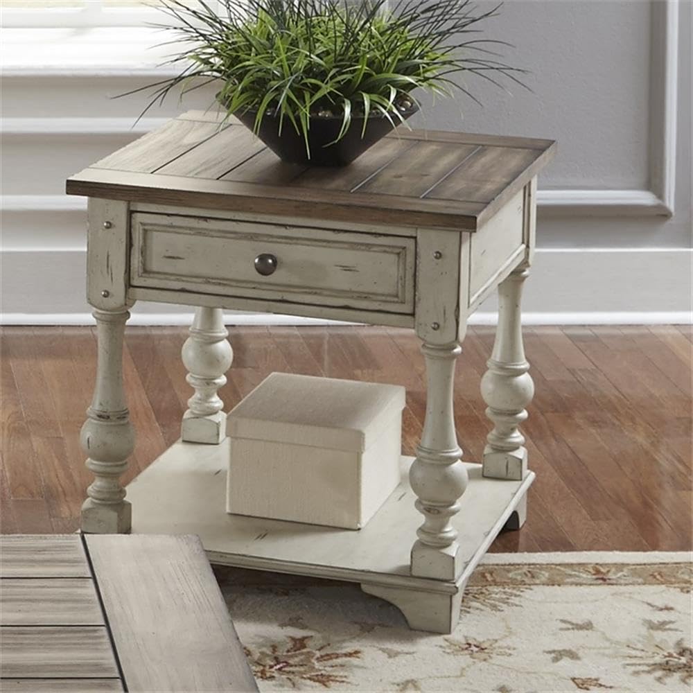 Liberty Furniture Morgan Creek White End Table - Stylish Nightstand for Bedroom, Living Room & Office - Perfect for Lamps, Books & Decor
