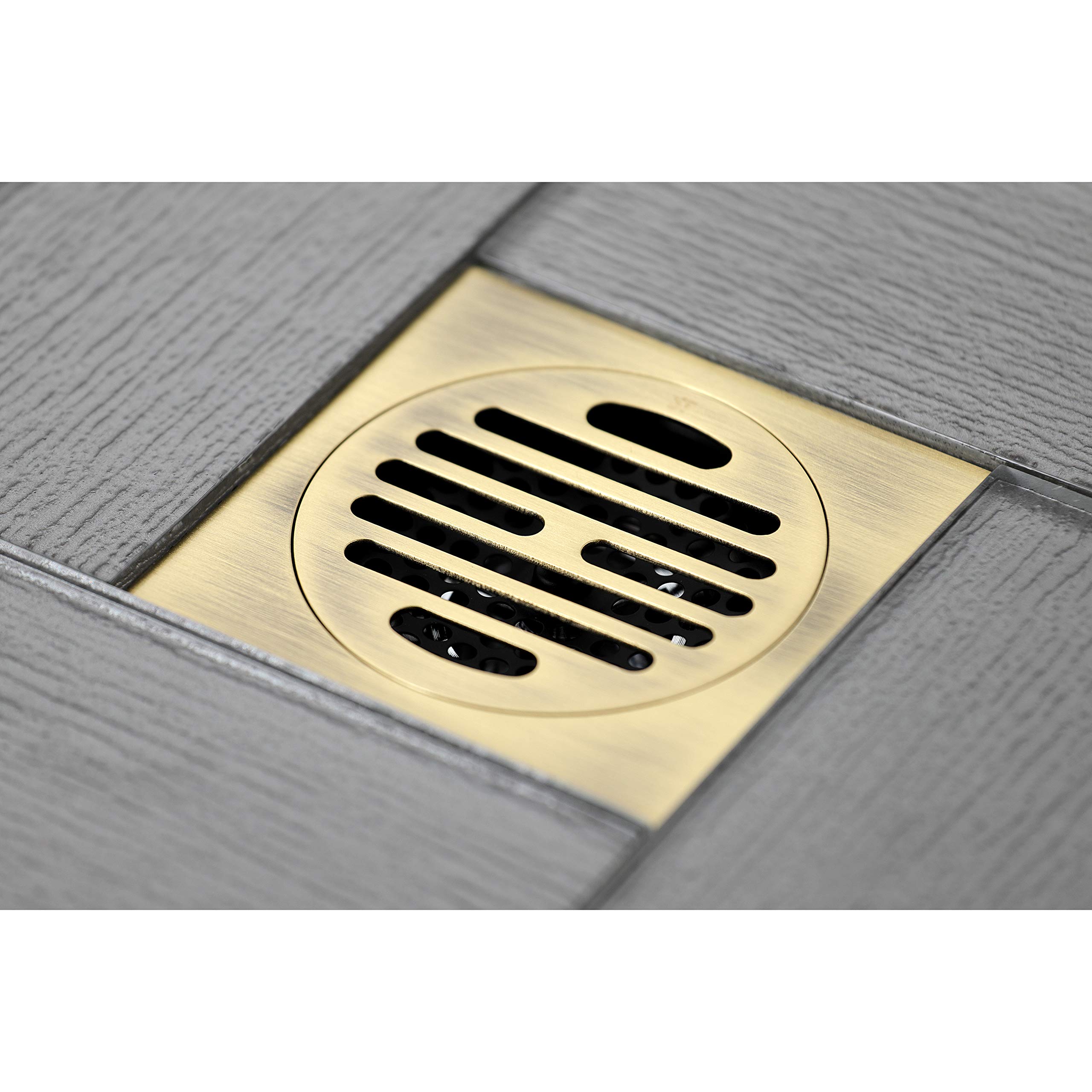 Kingston Brass BSF4262AB Watercourse Shower Drain in Antique Brass - Premium Bathroom Drain for Showers, Bathtubs & Wet Rooms | Durable & Stylish Drainage Solution for Modern & Traditional Bathrooms
