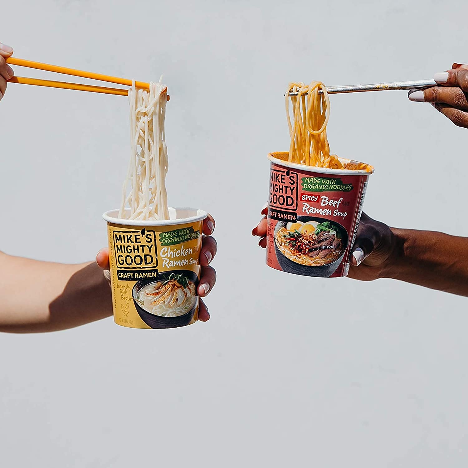 Mike's Mighty Good Craft Ramen - Premium Chicken Flavor Instant Noodle Soup, 1.6 Oz Cups (Pack of 6) | Quick & Easy Meal for College Students, Office Lunch & Late Night Snacks