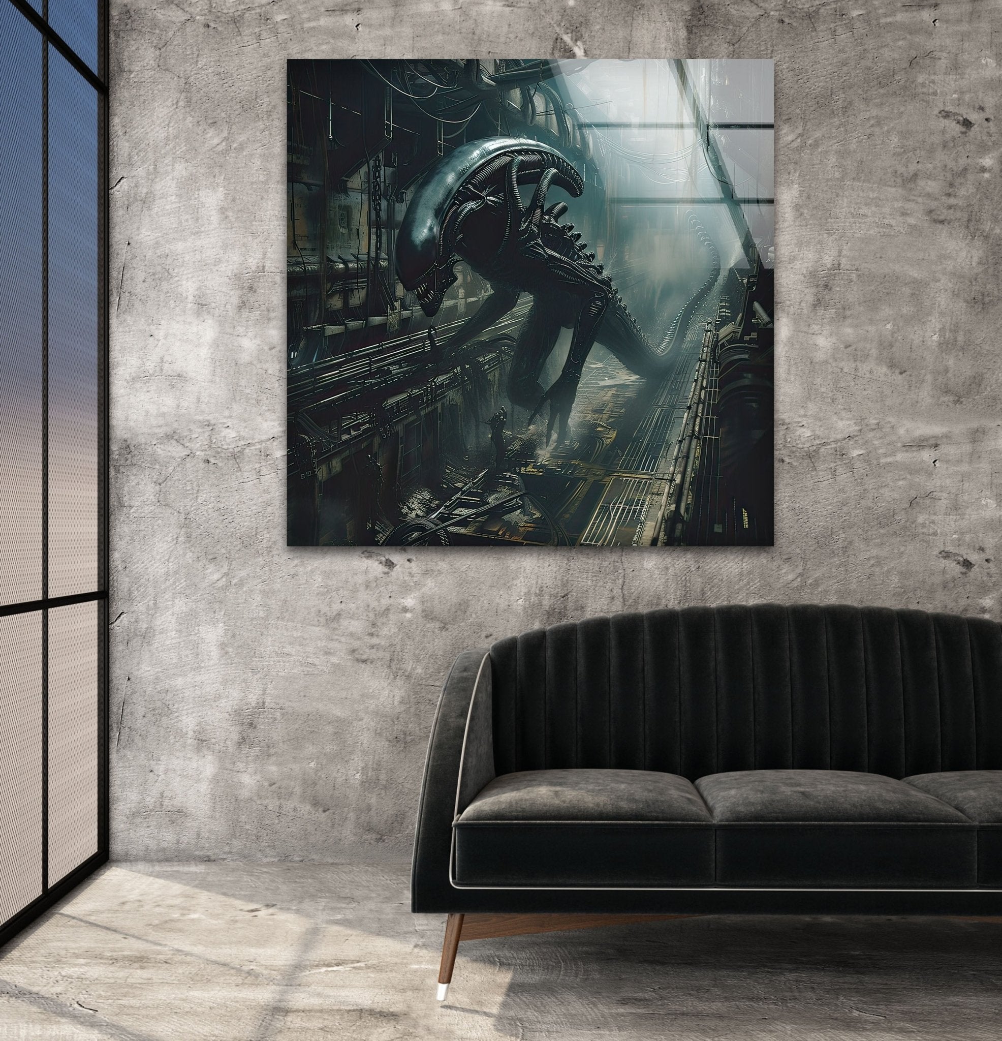 Alien Glass Wall Art - Modern Abstract Home Decor for Living Room, Bedroom & Office - Unique Handcrafted Glass Artwork for Sci-Fi & Space Enthusiasts