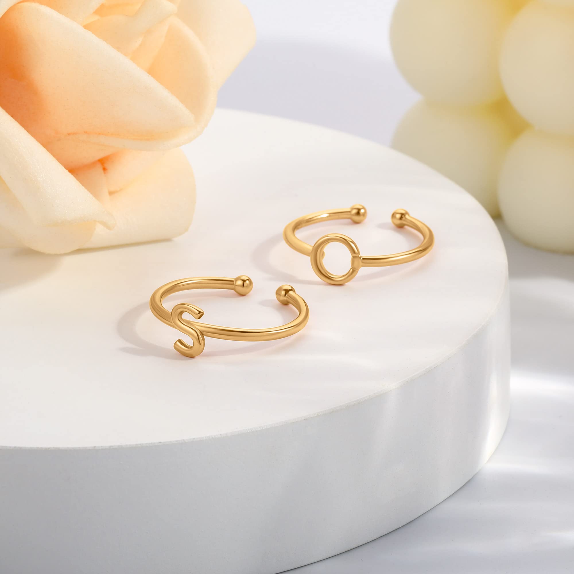 925 Sterling Silver Rings for Women - Adjustable Initial & Stackable Rings - Elegant Jewelry Gift for Her - Perfect for Everyday Wear, Stacking & Personalized Gifting
