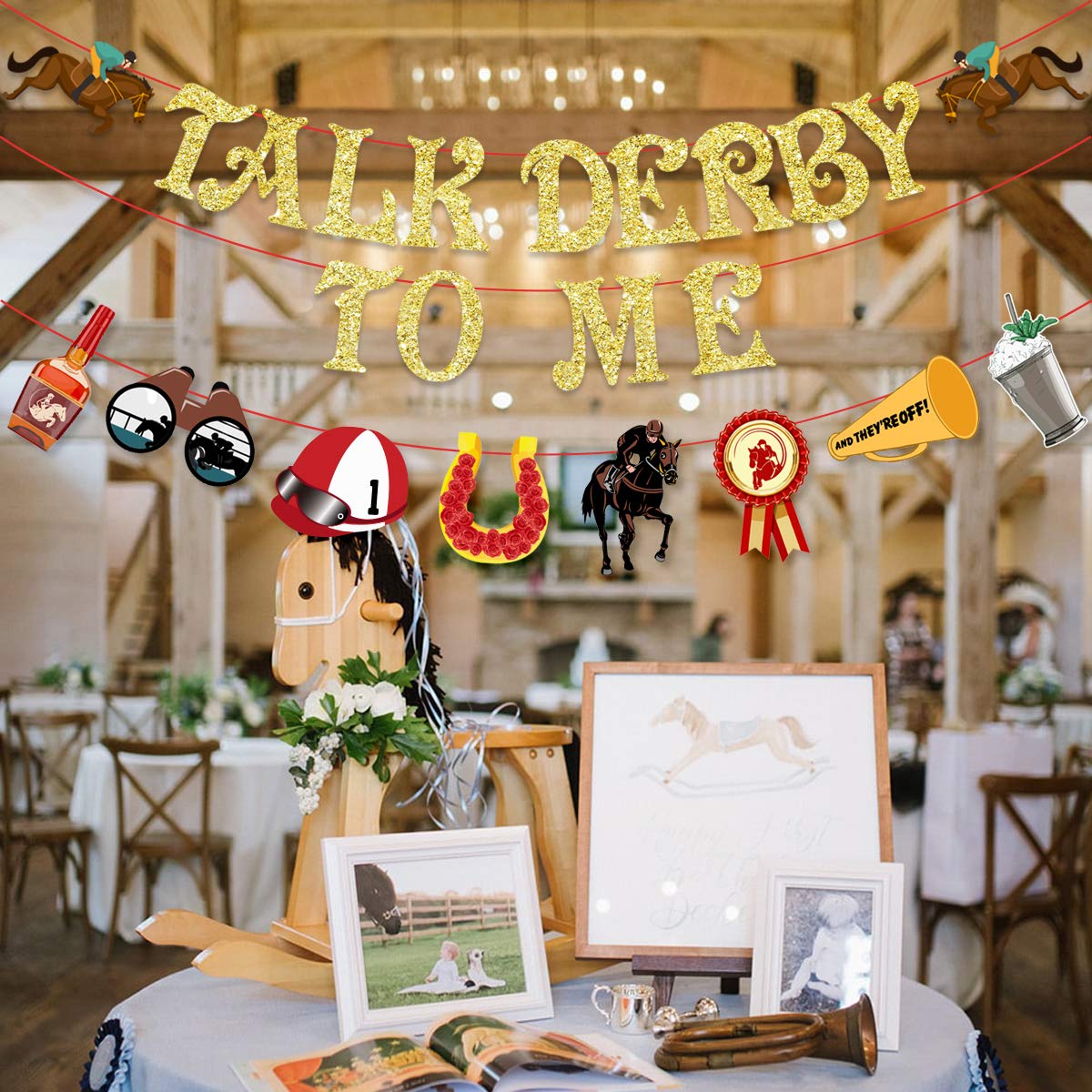 Talk Derby to Me Banner - Horse Racing Party Decorations for Derby Events, Birthday & Bridal Showers - Perfect for Kentucky Derby Parties, Equestrian Theme Decor, and Race Day Celebrations