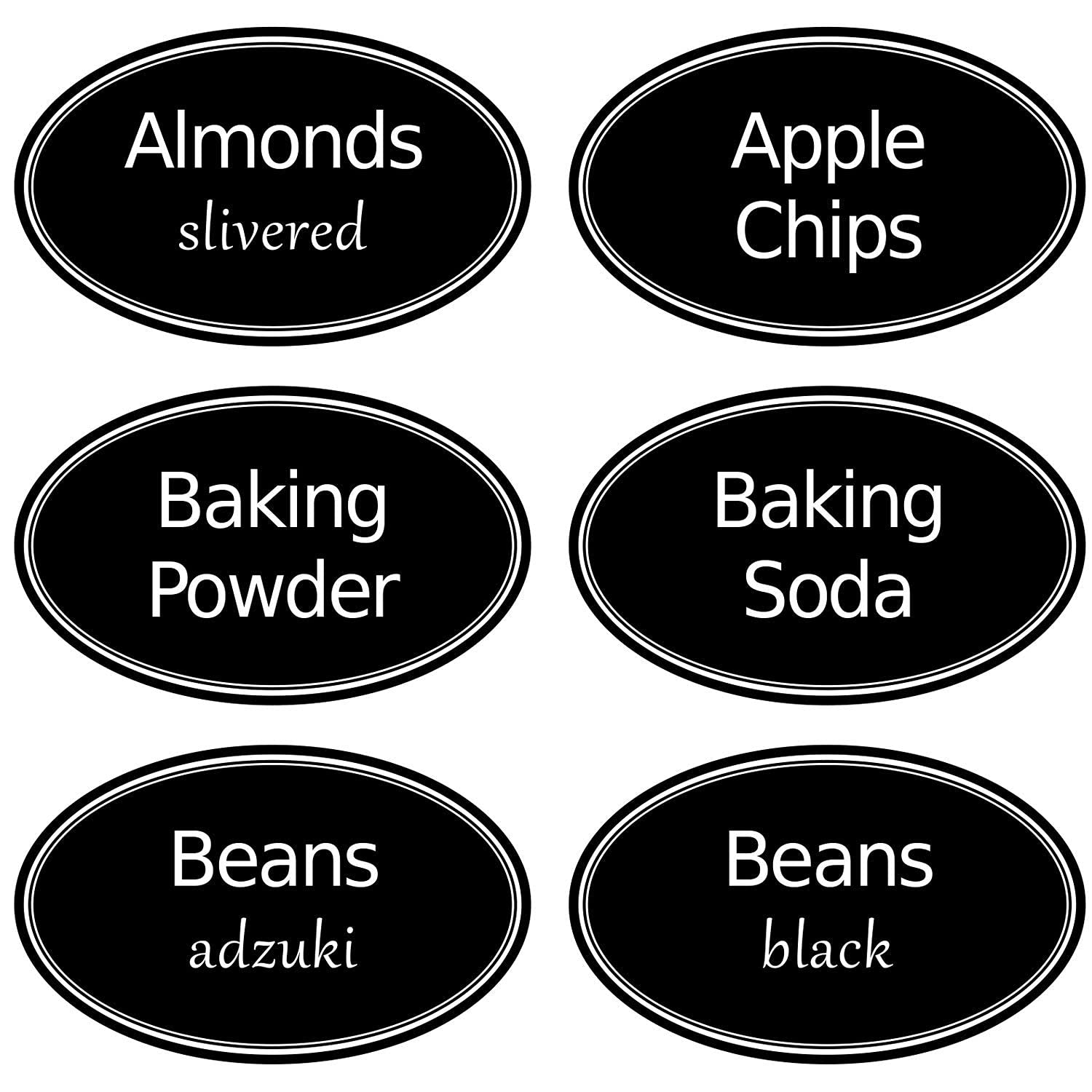 350 Preprinted Pantry Labels - Heavyweight Vinyl Black Chalkboard Stickers | Waterproof Oval Labels for Canisters & Kitchen Containers (3