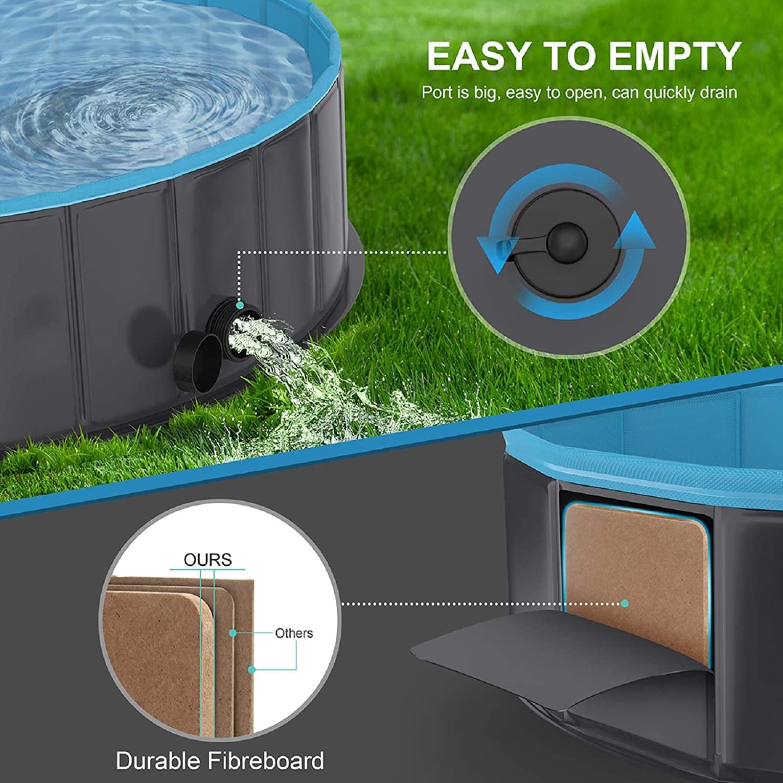 Foldable Dog Pool for Pets & Kids - Collapsible PVC Pet Swimming Bath Tub with Slip-Resistant Bottom - Portable Indoor/Outdoor Puppy Bathing Pool for Dogs, Cats & Children | Perfect for Backyard Play, Summer Cooling & Pet Grooming