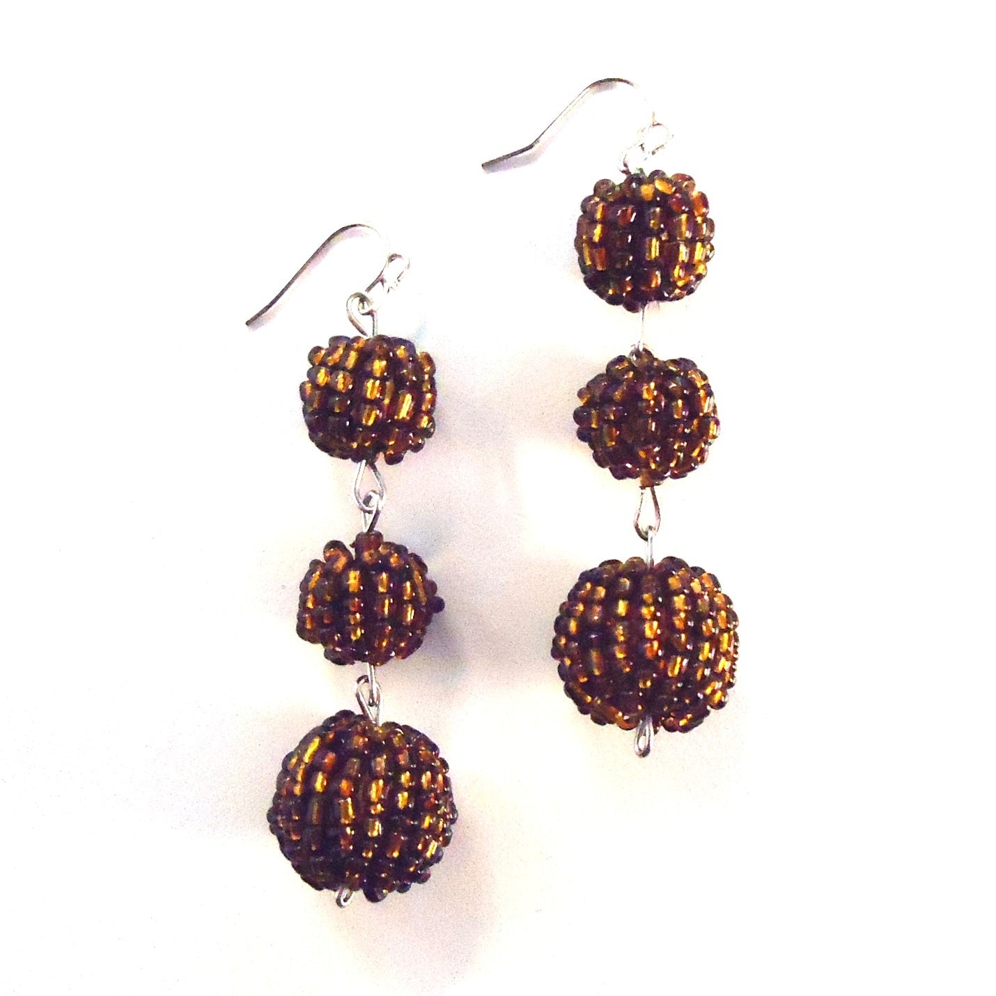Beaded Triple Ball Earrings for Women - Elegant Boho Dangle Earrings for Party, Wedding & Everyday Wear