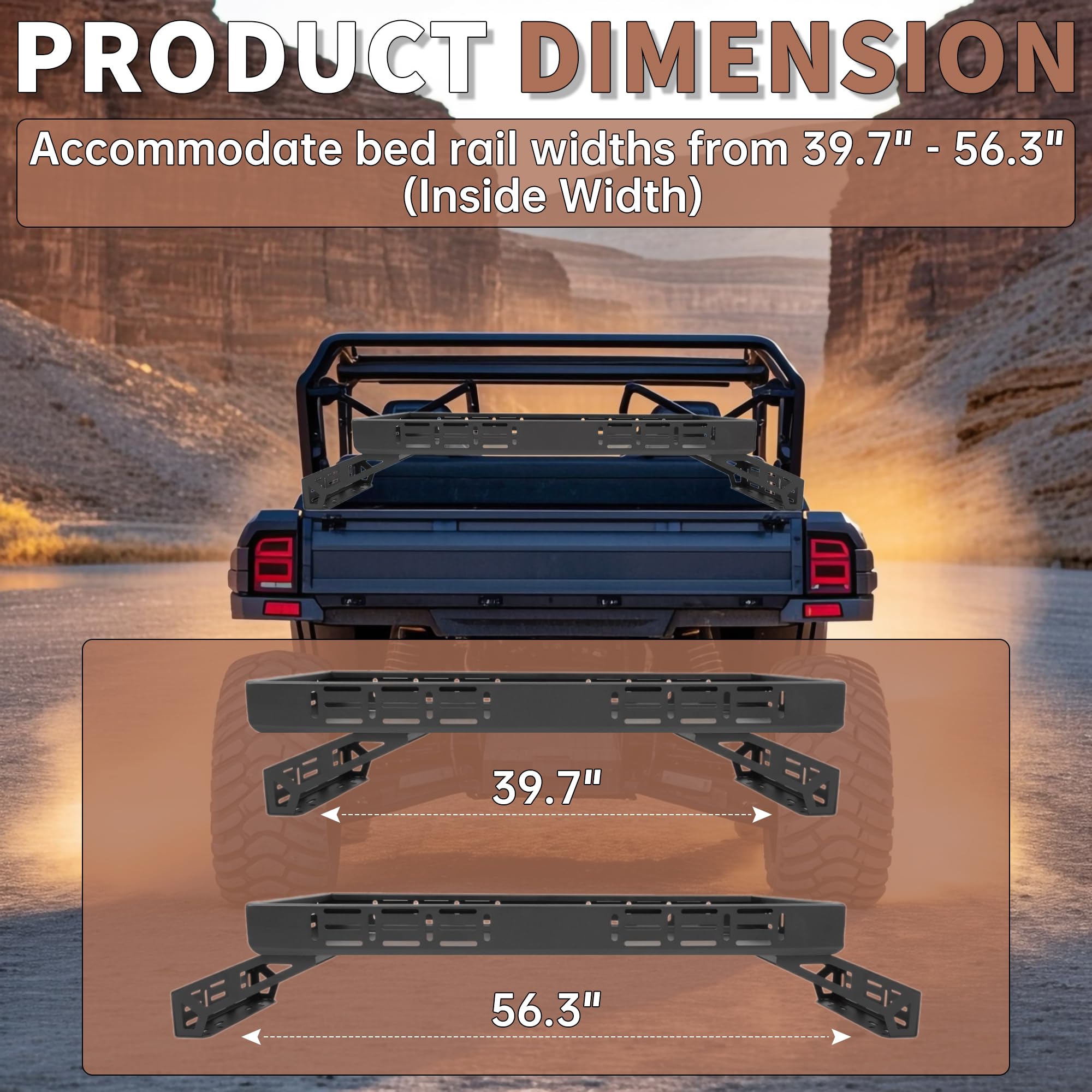 HECASA Adjustable Overbed Cargo Rack for UTV - Universal Fit 39.7