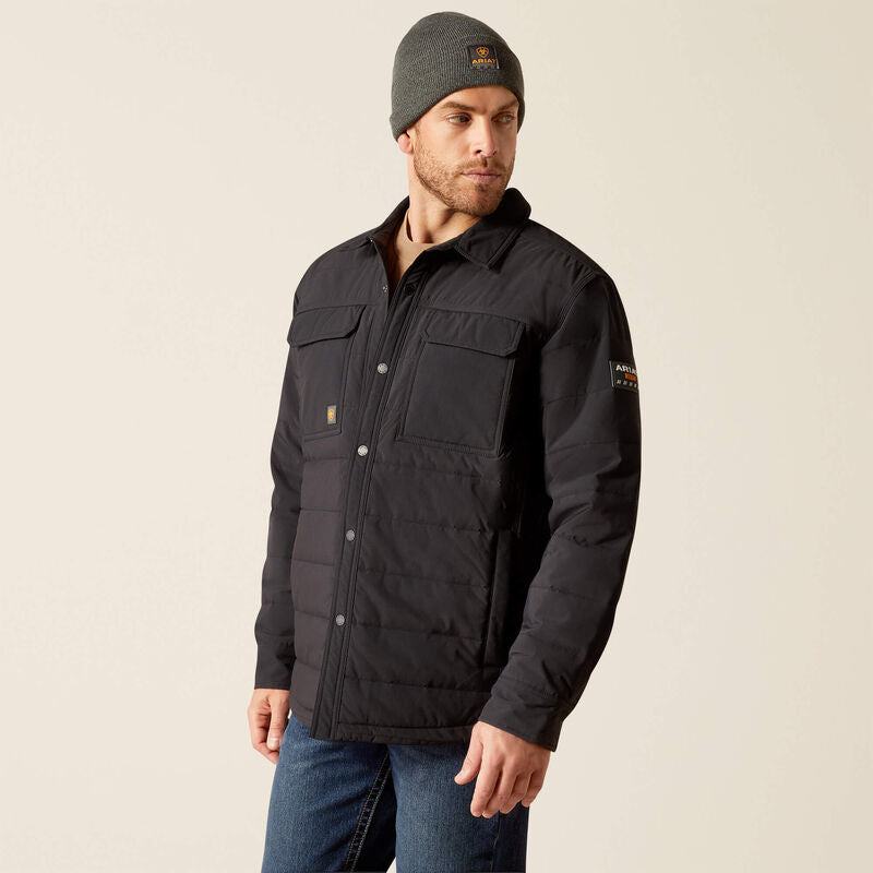 Rebar Cordura Ripstop Insulated Shirt Jacket - Black | Waterproof & Windproof Outdoor Workwear for Hiking, Camping & Construction