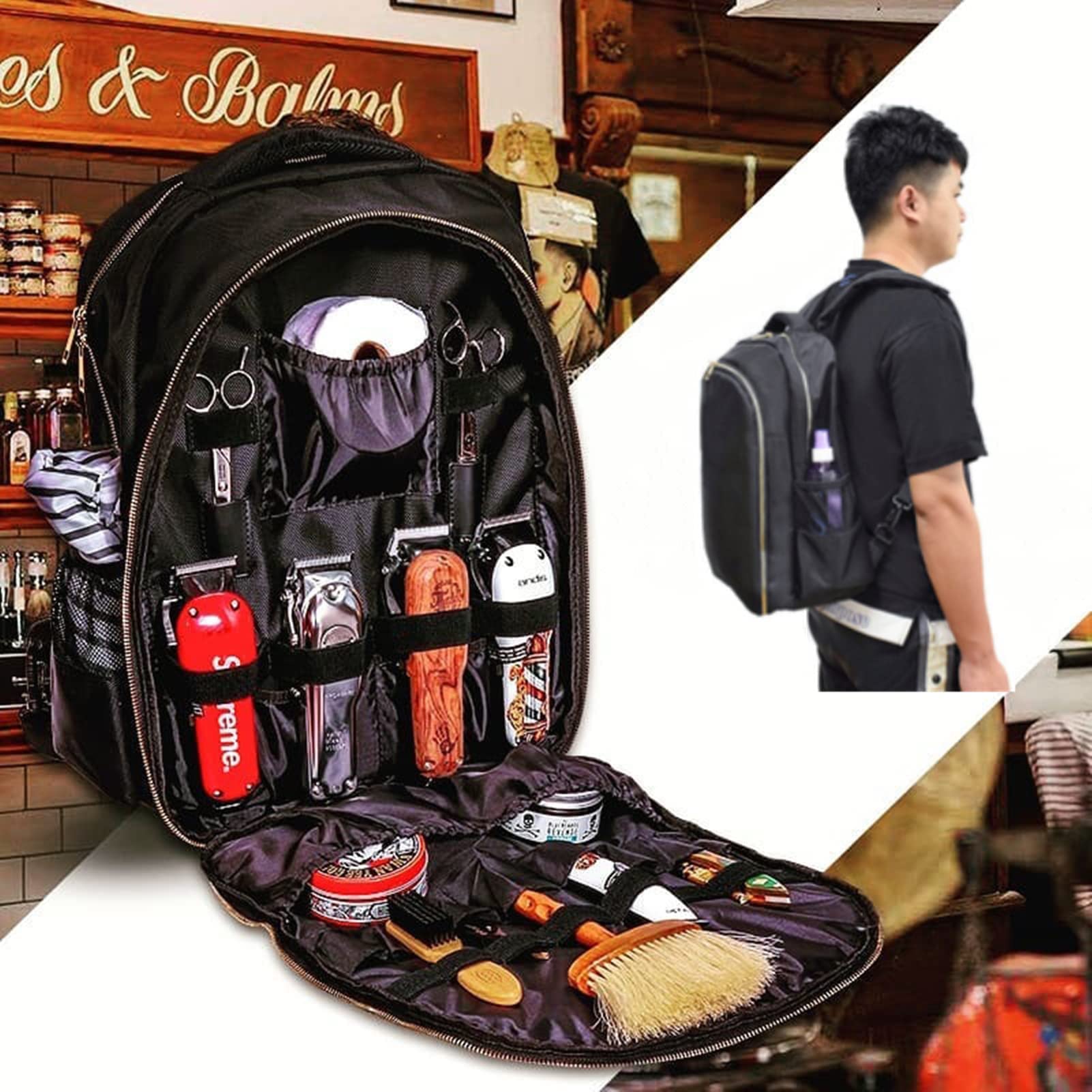 Professional Barber Hairdressing Tool Backpack - Portable Salon Hairstylist & Makeup Organizer with Double Shoulder Straps | Perfect for Travel, Business Trips, Hiking & Camping | Durable Storage Case for Cosmetology Tools & Accessories
