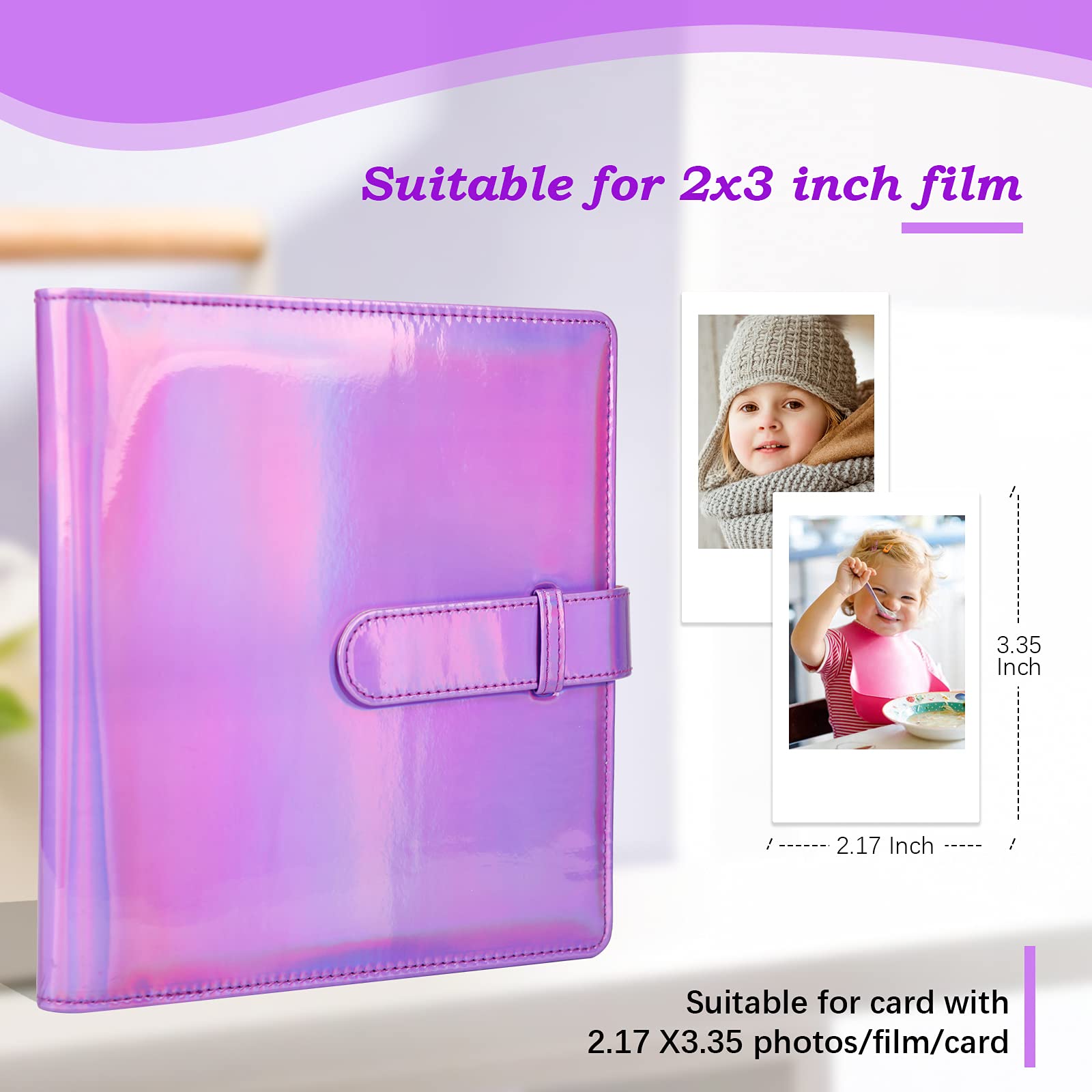 256-Pocket Mini Photo Album for Fujifilm Instax Mini 12/11/9/40/99/90/8/7/Evo/LiPlay - Compatible with Polaroid Snap/PIC-300/Z2300 Cameras & Zip Instant Printer - Holds Kodak 2x3 Instant Photos - Magic Purple - Perfect for Travel, Parties, and Memory Keeping