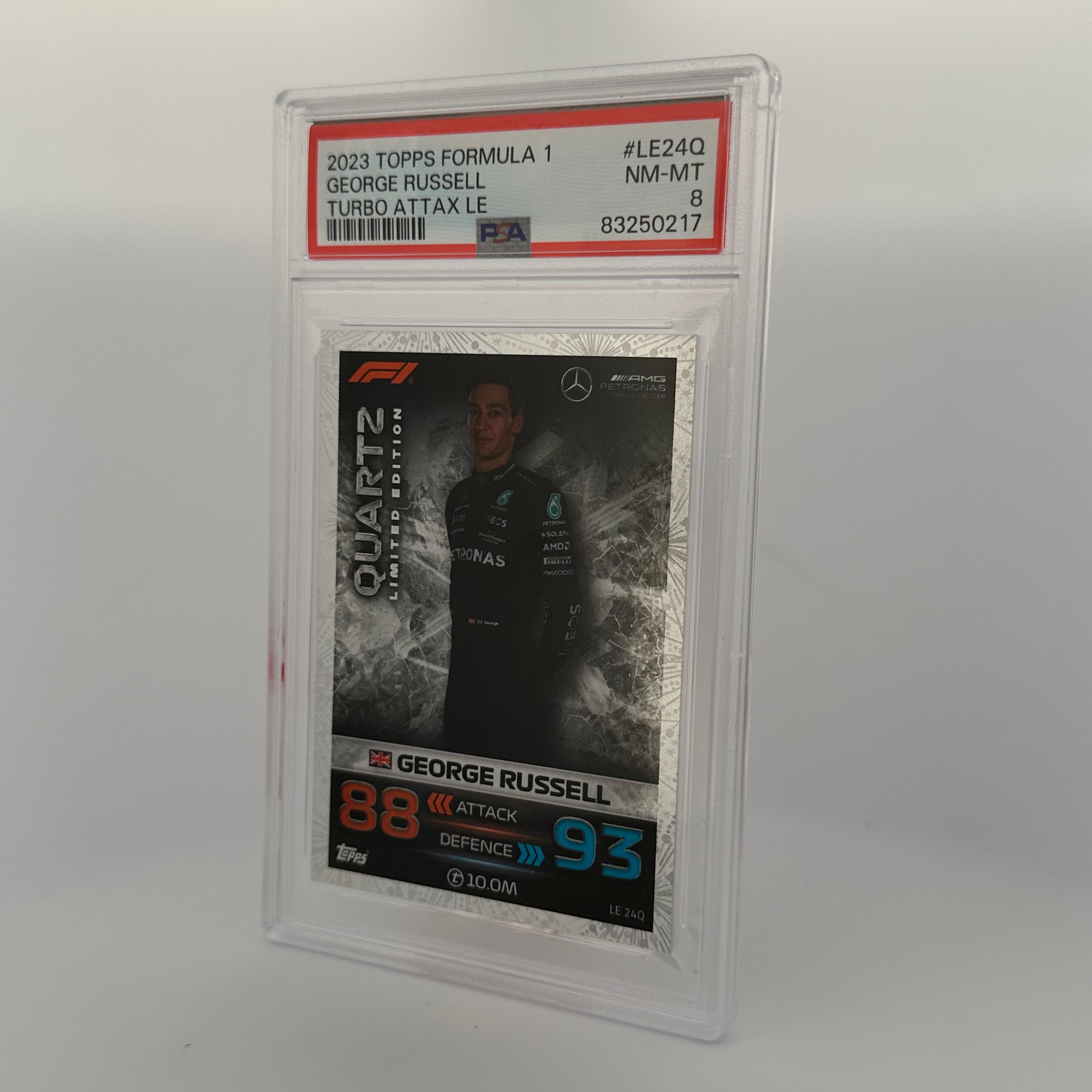 PSA 8 Graded George Russell #LE24Q Quartz Limited Edition Trading Card - Perfect for Collectors, Investors & Sports Memorabilia Enthusiasts
