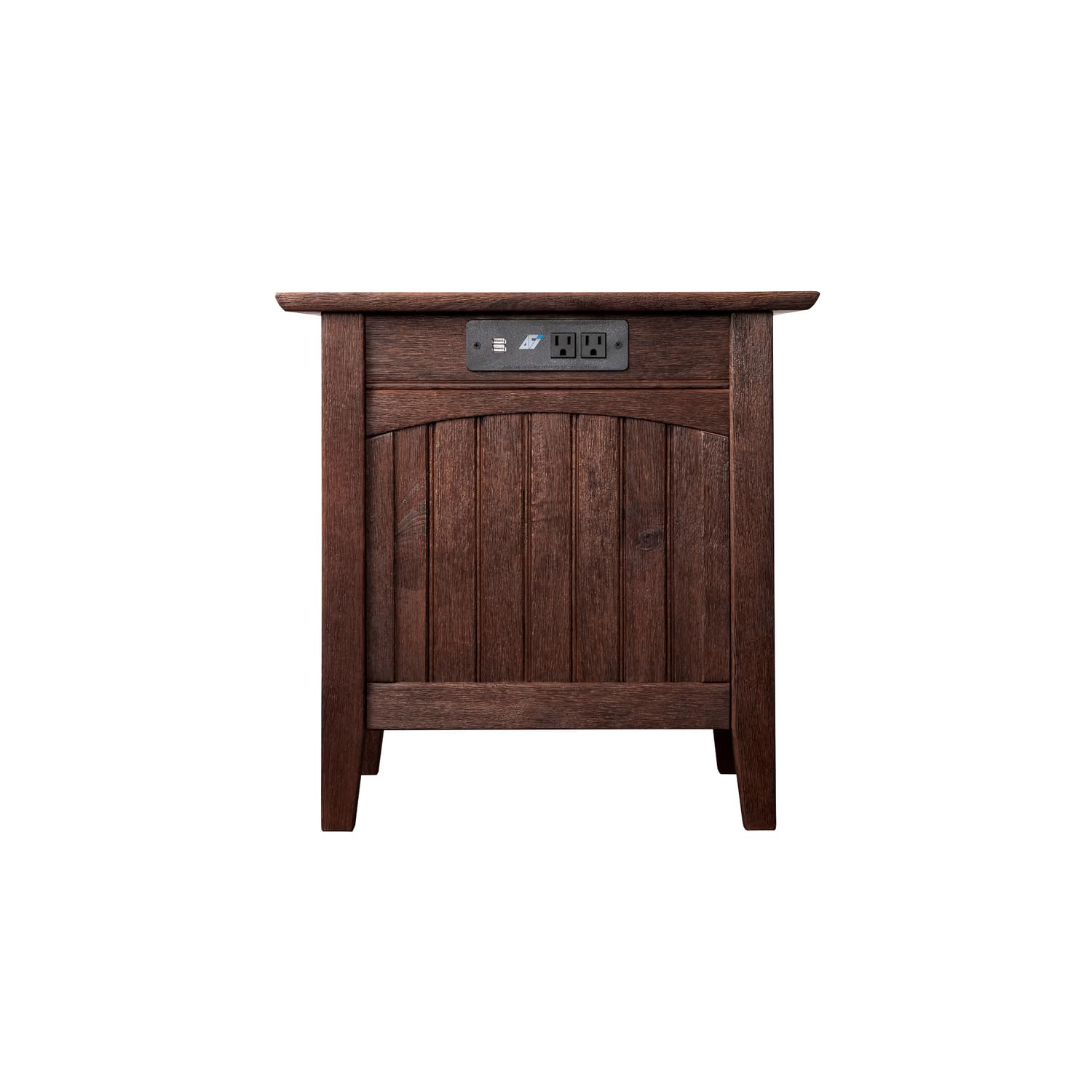 AFI Nantucket Chair Side Table with Built-in USB Charger - Rustic Burnt Amber End Table for Patio, Living Room & Bedroom - Outdoor & Indoor Accent Table with Charging Station
