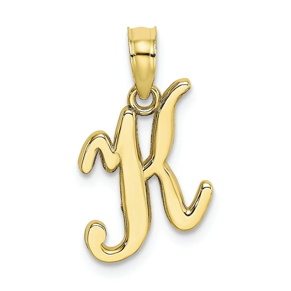 10K Yellow Gold Initial Charm Pendant - Personalized Script Letter Jewelry for Necklace - Perfect Gift for Women, Mom, Wife, Daughter (Birthday, Anniversary, Valentine's Day)