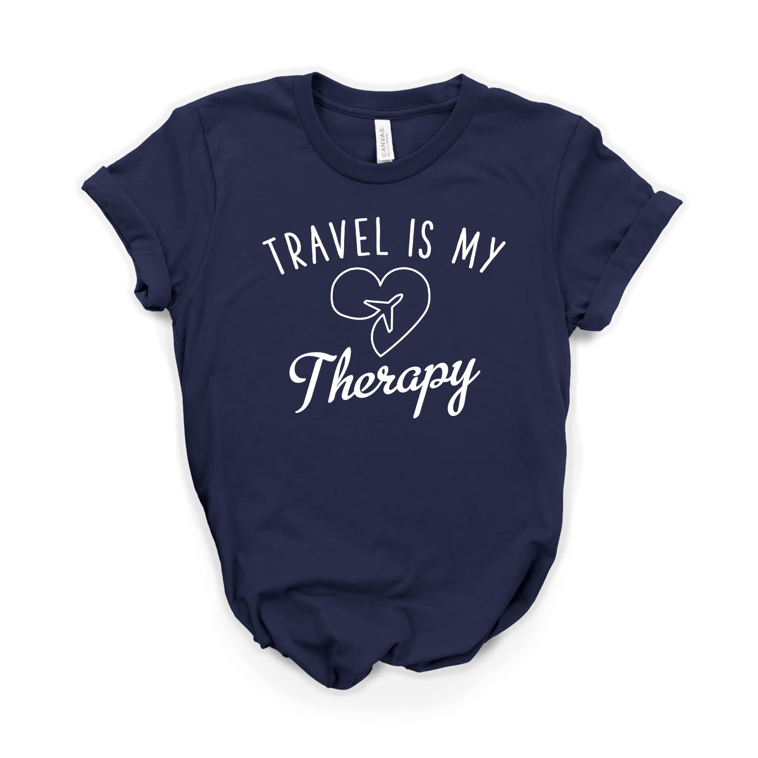 Travel Is My Therapy T-Shirt - Funny Travel Shirt for Men & Women - Soft Unisex Tee - Perfect Traveler Gift - Catch Flights Not Feelings Slogan - Comfortable Casual Wear for Vacations, Road Trips & Adventure Travel