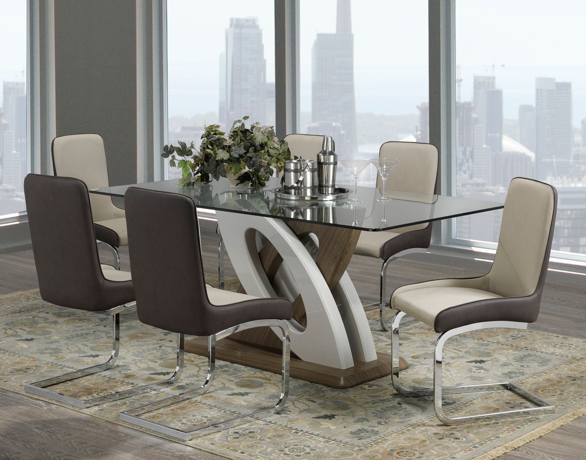 7-Piece Modern Dining Set with Multi-Tone Finish - Perfect for Small Spaces, Apartments & Cozy Kitchens