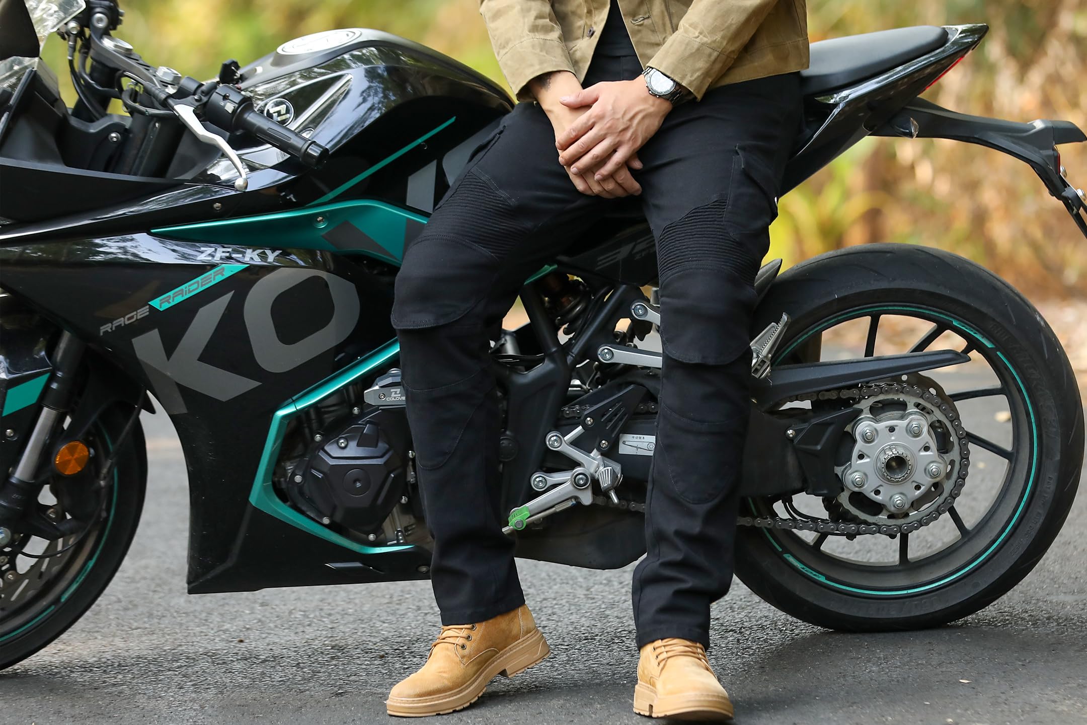 CTBQiTom Men's CE Armored Motorcycle Riding Pants - Protective Lining Motocross & Dirt Bike Jeans for Safety | Perfect for Off-Road Adventures & Daily Commuting