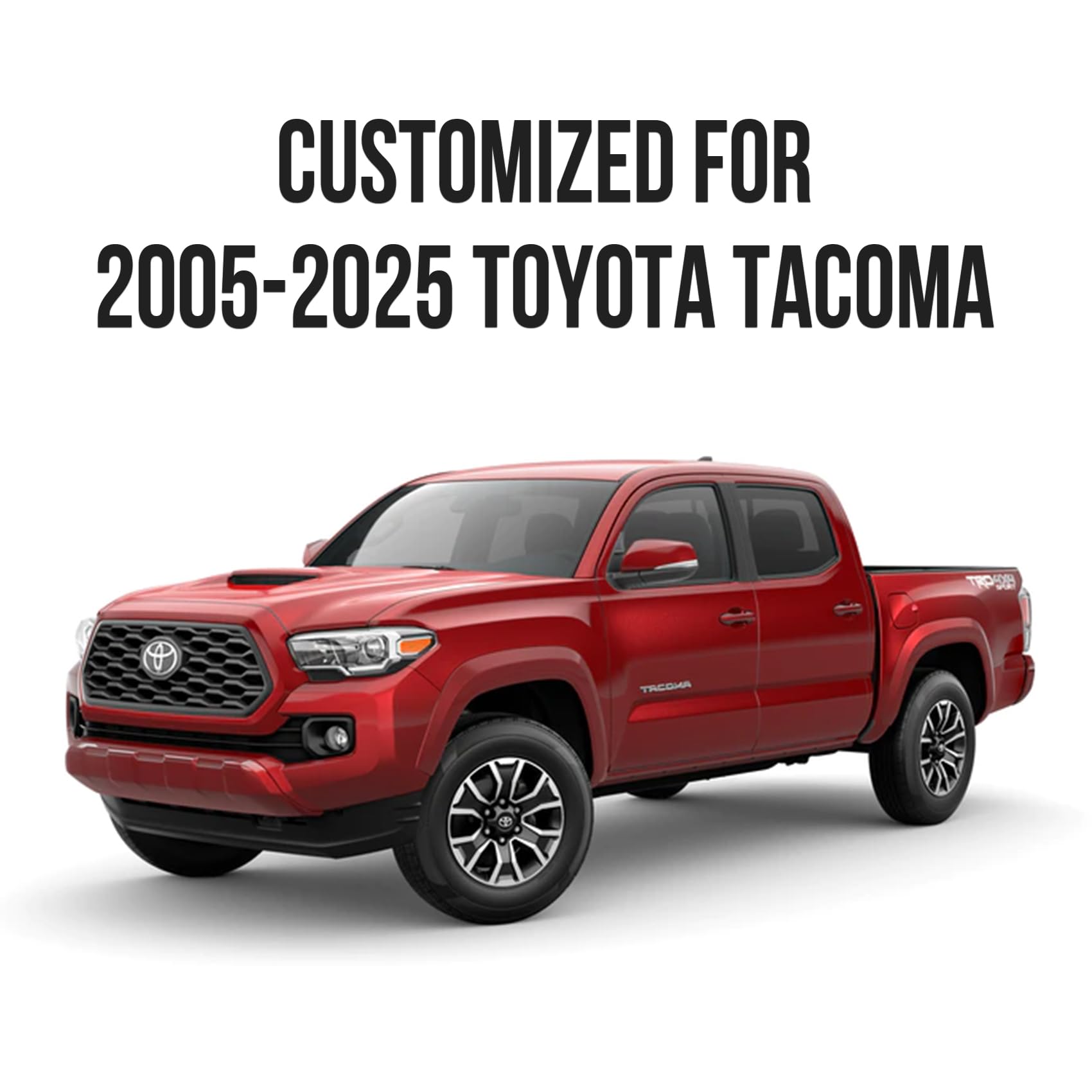 Premium Waterproof Faux Leather Seat Covers for 2005-2025 Toyota Tacoma - Custom Fit for Sport/Extended/SR/V6/Limited Models (Full Set, Black) - Durable Protection for Off-Roading, Camping & Daily Commute