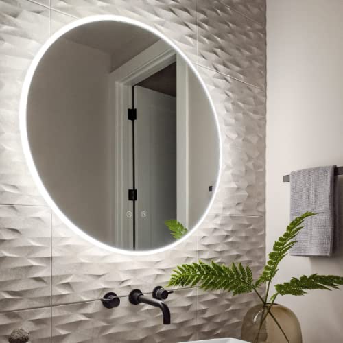 ZEEK 32 Inch Round LED Bathroom Vanity Mirror with Backlit Lighting - Anti-Fog, 4000K Natural White Light, Hardwired to Switch (Model M-RN32) - Perfect for Modern Bathrooms, Makeup Application & Spa-Like Experience