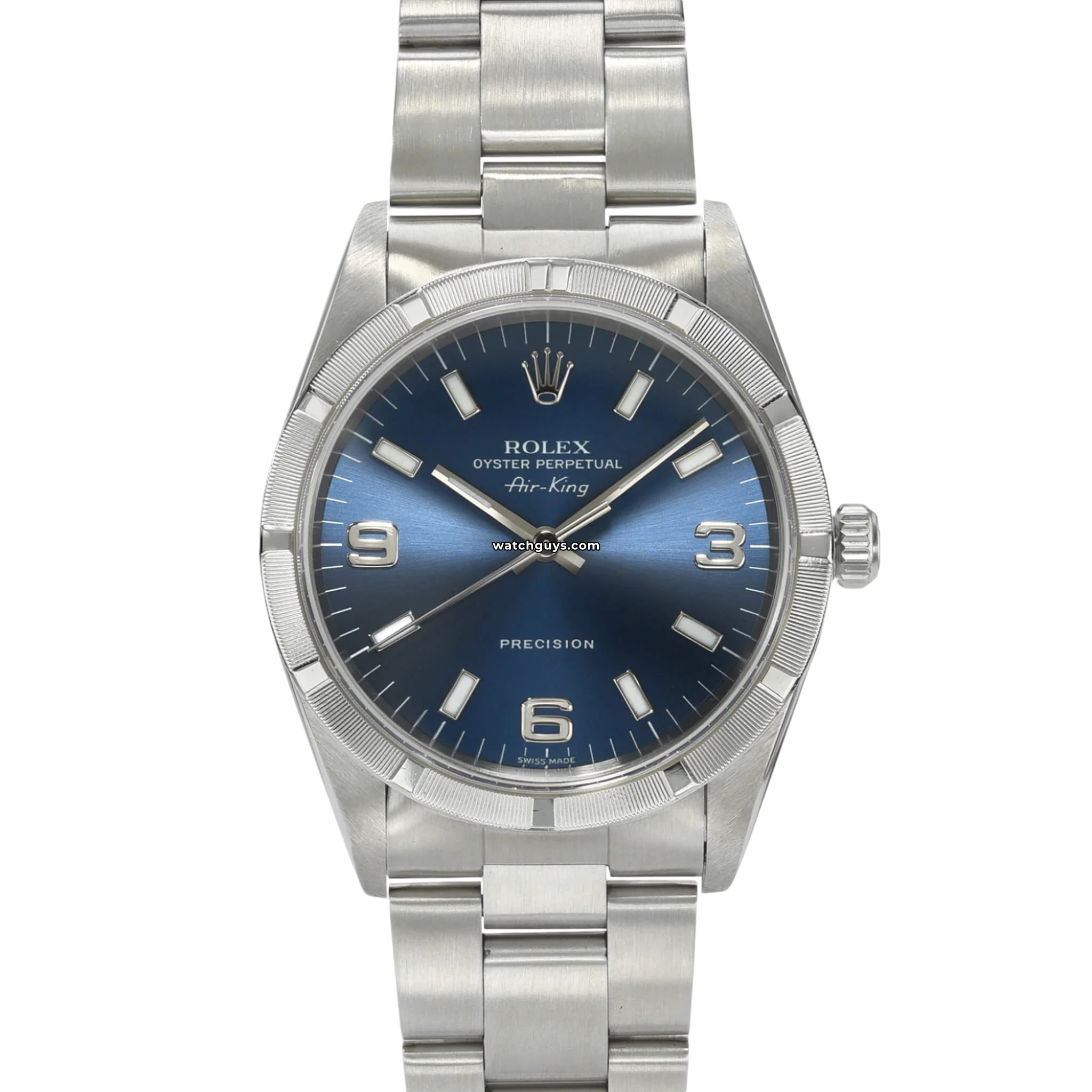Authentic Rolex Air King 14000 Blue Dial Stainless Steel Men's Watch - Luxury Timepiece for Business, Formal & Everyday Wear