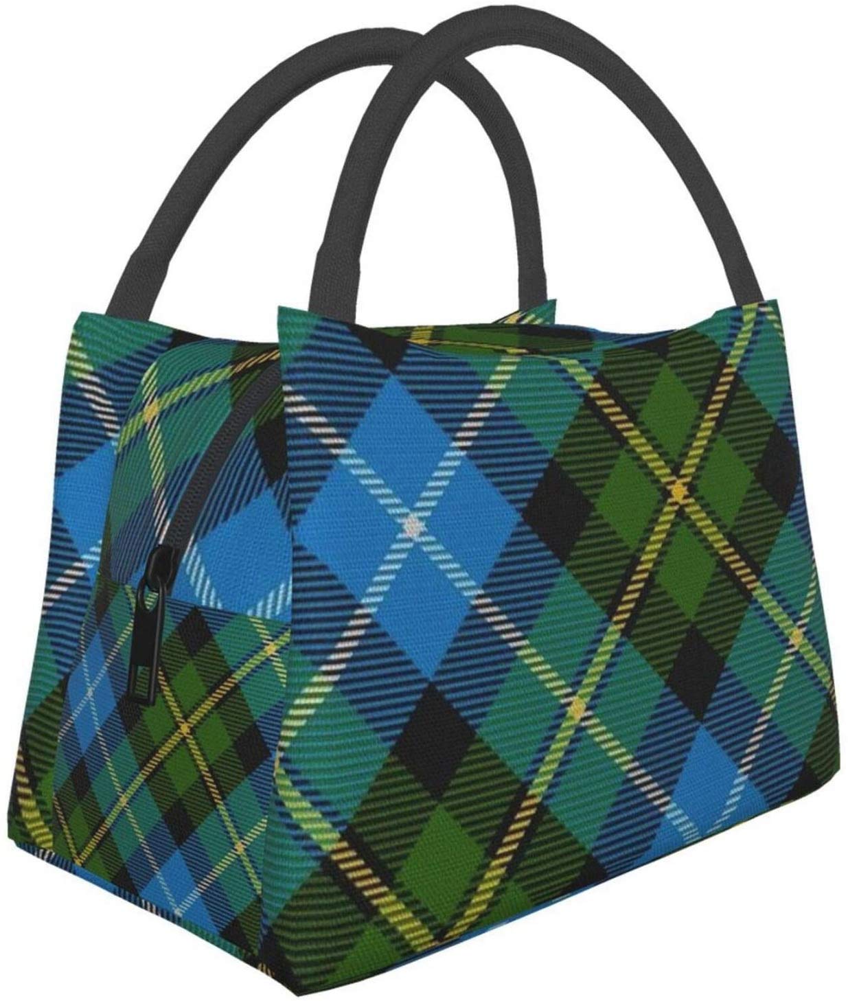 Portable Insulated Lunch Bag - Waterproof Tartan Tote for Office, School & Outdoor