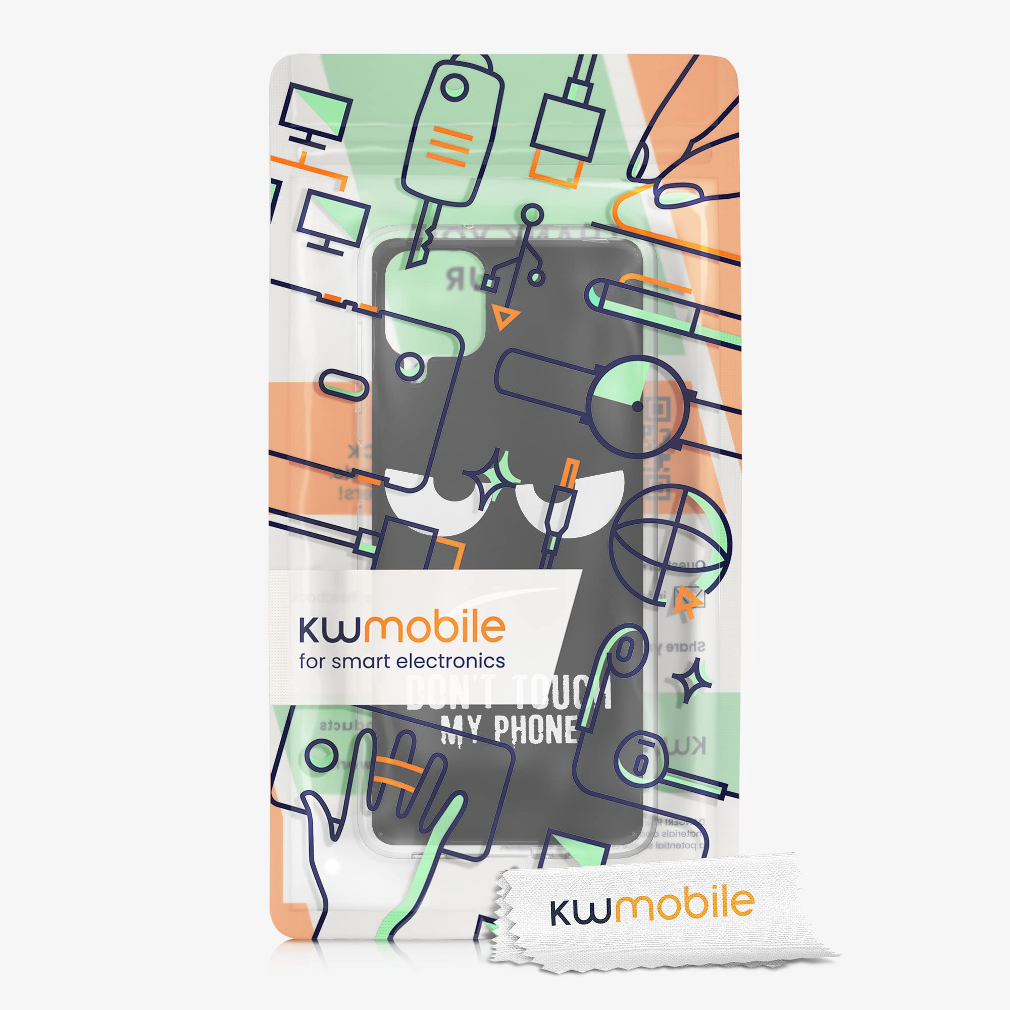 kwmobile Flexible TPU Case for Samsung Galaxy A12 - Shockproof Slim Fit Phone Cover - Anti-Scratch Protective Case (White/Black) - Perfect for Everyday Use & Travel Protection