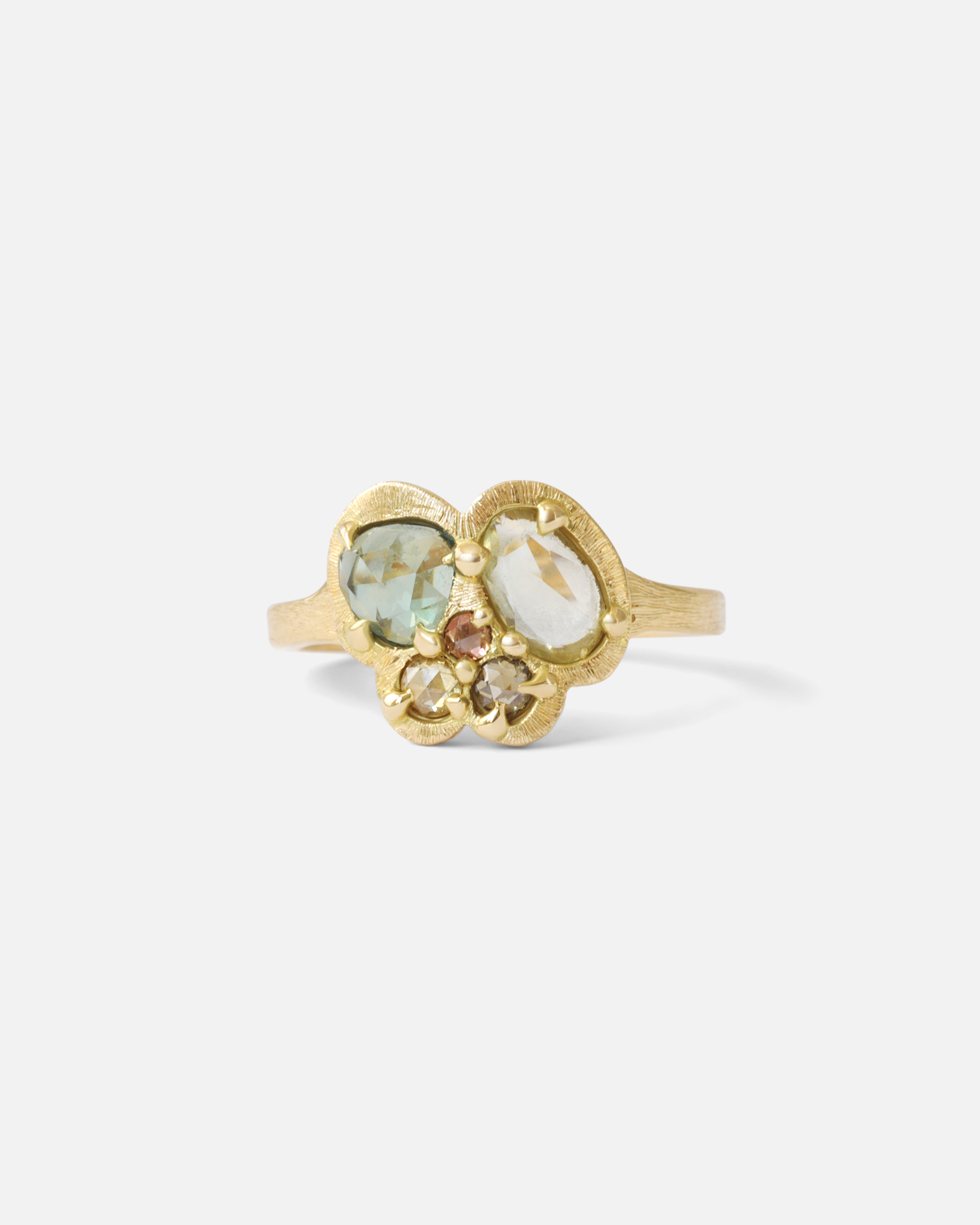 Elegant Silk Teal & Lime Cluster Ring | Boho Chic Statement Jewelry for Women | Perfect for Parties, Weddings & Everyday Wear