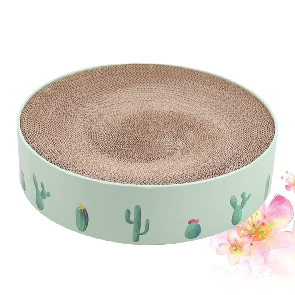 1Pc Cat Scratcher Cardboard Bowl Shape Scratching Board with Cacti Pattern - Durable Cat Scratching Post, Scratch Pad & Bed for Indoor Cats - Perfect for Playtime, Nail Care & Furniture Protection