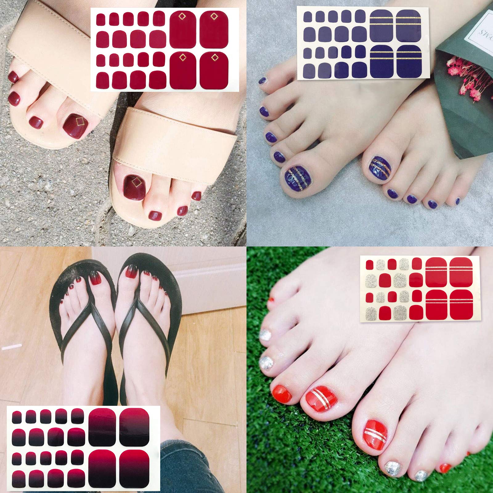 JERCLITY 20 Sheets Solid Color Self-Adhesive Nail Polish Strips - Full Nail Wraps for Women, Toe Nail Stickers with Nail File - Perfect for Nail Art, Home Manicures & Pedicures, Parties & Special Occasions