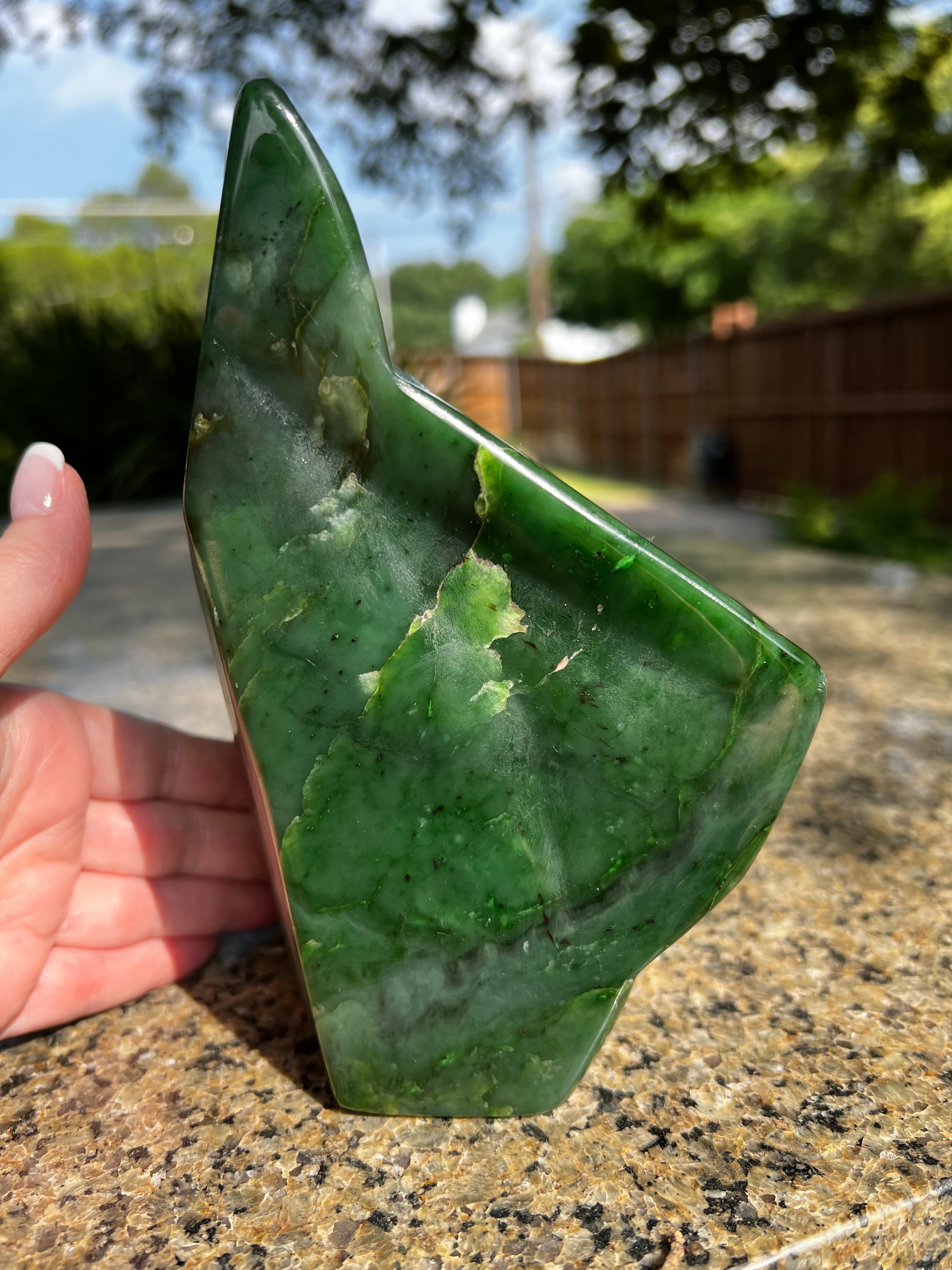 Premium Large Nephrite Jade Freeform Statement Piece - 3.10 lbs, 6.5 Inches - Handcrafted Natural Gemstone for Home Decor, Meditation & Jewelry Making