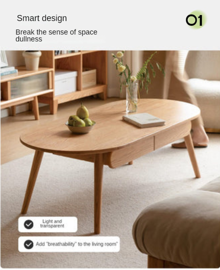Premium Oak Solid Wood Luxury Coffee Table - Modern & Durable Living Room Centerpiece for Home Decor & Entertainment