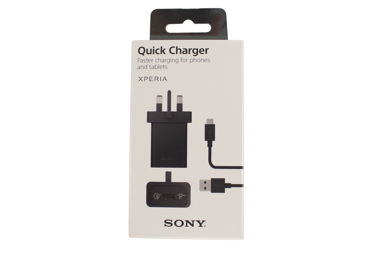 Sony Fast Charger with USB Cable - Quick Charge 3.0 UK Plug - Black | Compatible with Xperia, Galaxy, iPhone | Perfect for Home, Office & Travel