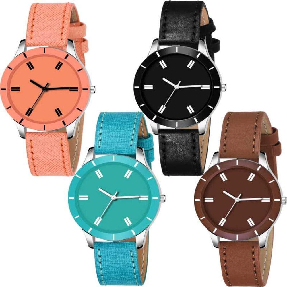 Stylish Analog Multicolor Dial Combo Watches for Girls - 605-BOSB | Perfect for School, Parties & Everyday Wear