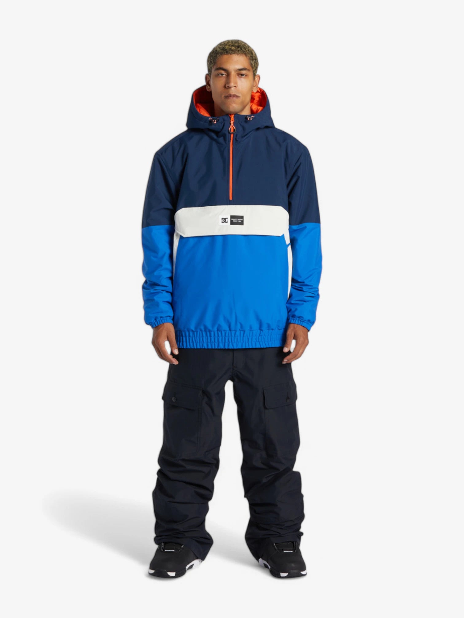 DC Snow Nexus Anorak Jacket - Blue, White & Orange - Waterproof Winter Coat for Men & Women - Perfect for Skiing, Snowboarding & Outdoor Adventures