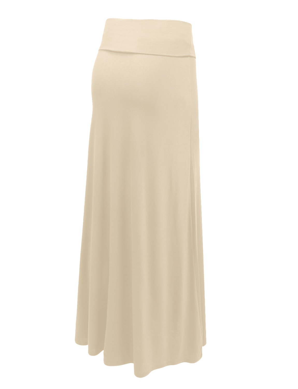 NE PEOPLE Women's Stretchy Premium Basic Elastic Waist Foldover Jersey Maxi Skirts - Comfortable Casual Long Skirt for Summer, Beach, Travel & Everyday Wear