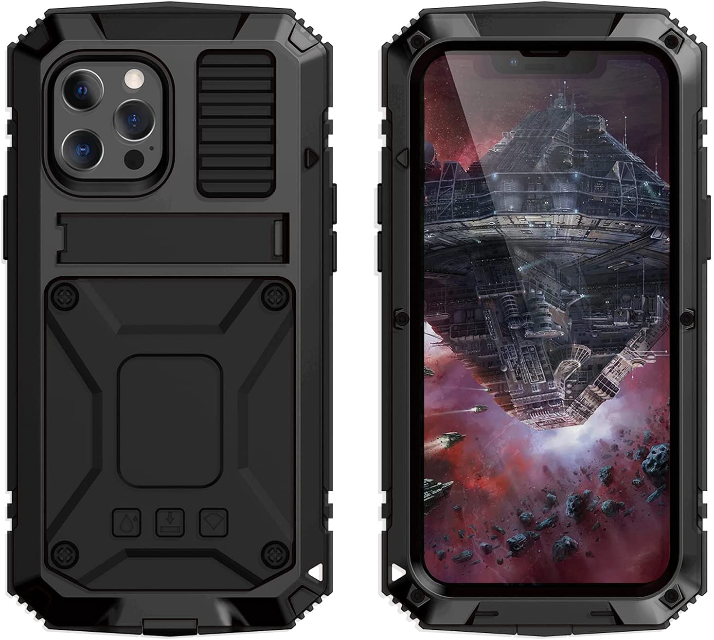 Premium Aluminum iPhone 15 Pro Max Case with Kickstand - Slim Protective Cover for iPhone 15 Pro Max | Durable Metal Phone Case for Work, Travel & Outdoor Activities