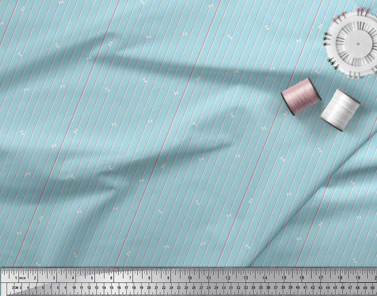 Soimoi 100% Polyester Crepe Fabric - Striped & Sand Timer Print Shirting Material - 42 Inches Wide by The Yard - Perfect for Dresses, Blouses, and DIY Fashion Projects