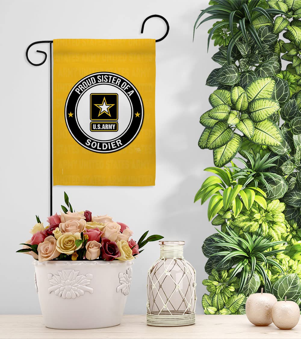 Proud Sister Soldier Garden Flag Set - USA Made Military Yard Decor for Veterans