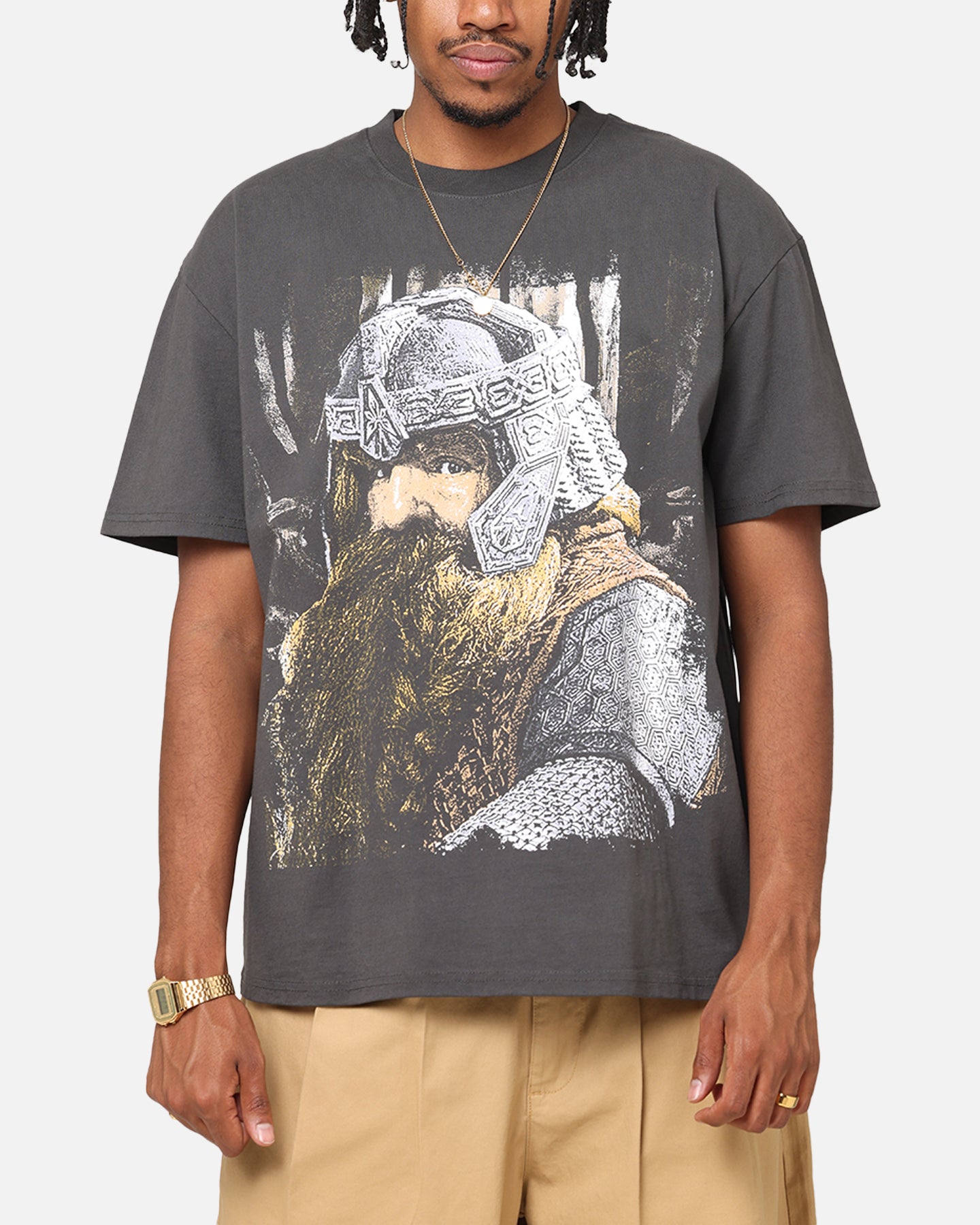 The Lord of the Rings Gimli Heavy Cotton T-Shirt - Vintage Black Wash | Officially Licensed LOTR Merchandise for Fans & Collectors | Perfect for Cosplay, Movie Nights & Fantasy Conventions