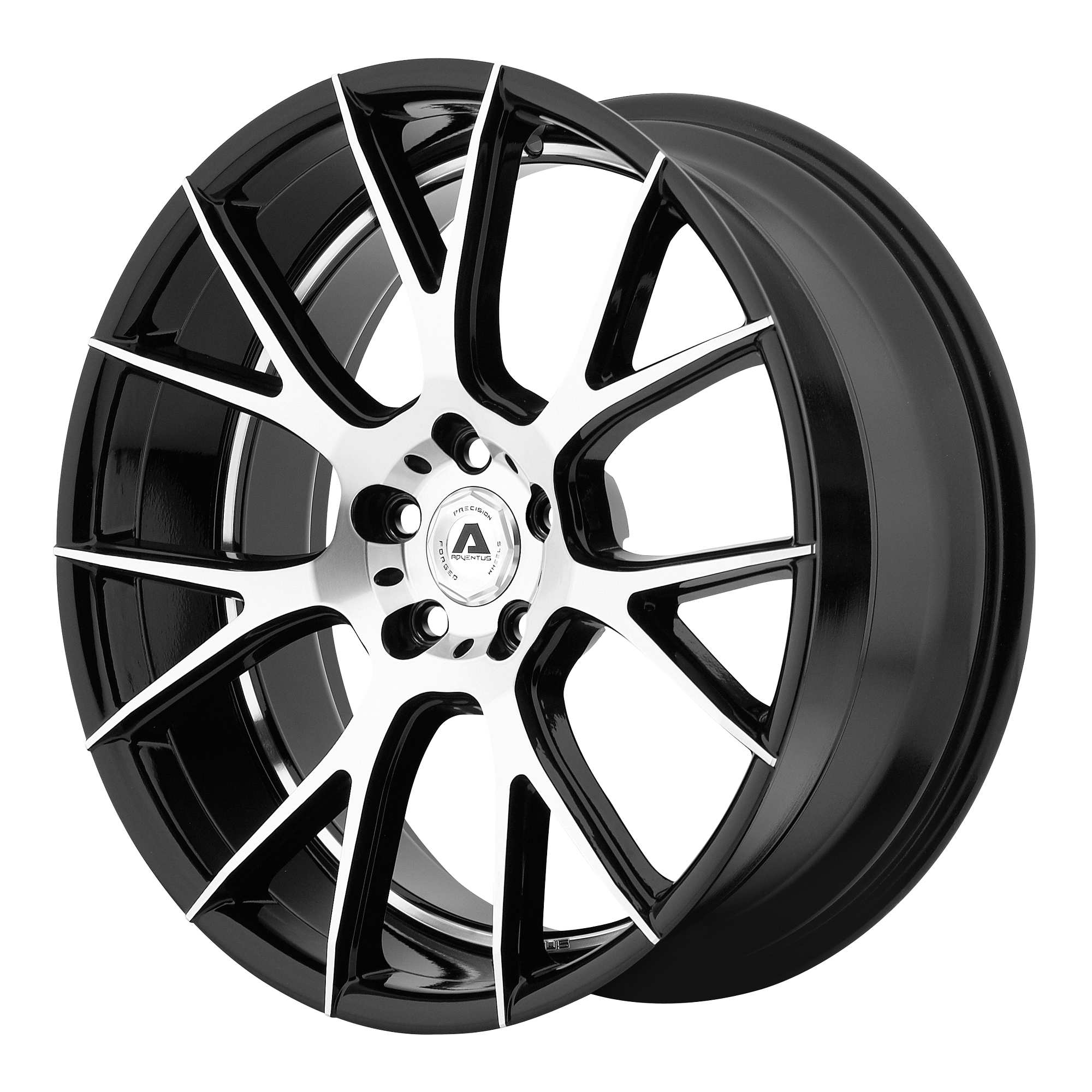 Adventus AVX 7 Gloss Black Machined 22x9 +15 5x120mm 74.1mm Wheel Rims - Perfect for Luxury SUVs & Trucks, Off-Roading & Custom Car Upgrades