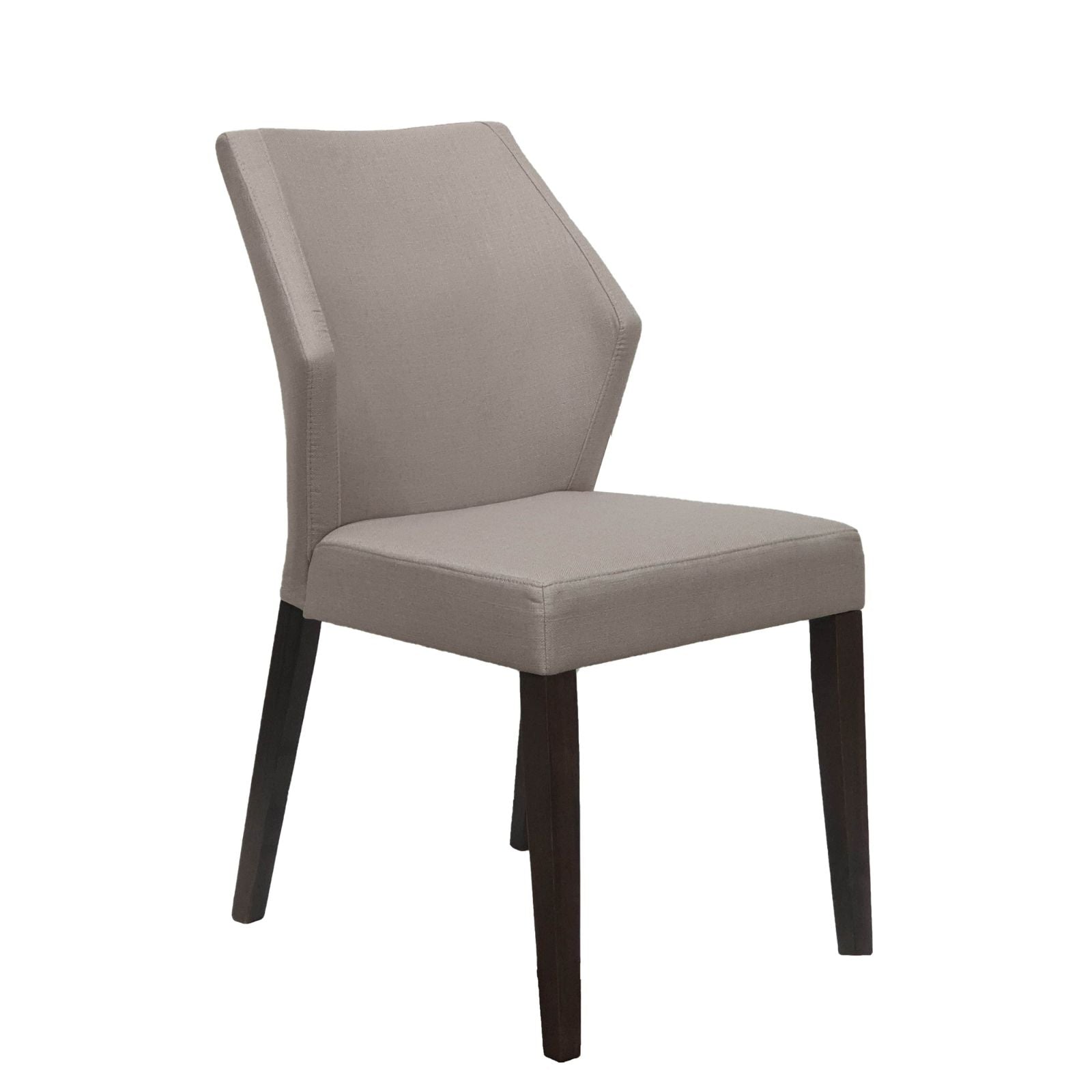 Modern Winged Back Dining Chairs Set of 2 - Grey Oak Rubber Wood Legs & Chrome Fabric Upholstery - Perfect for Kitchen, Dining Room or Breakfast Nook