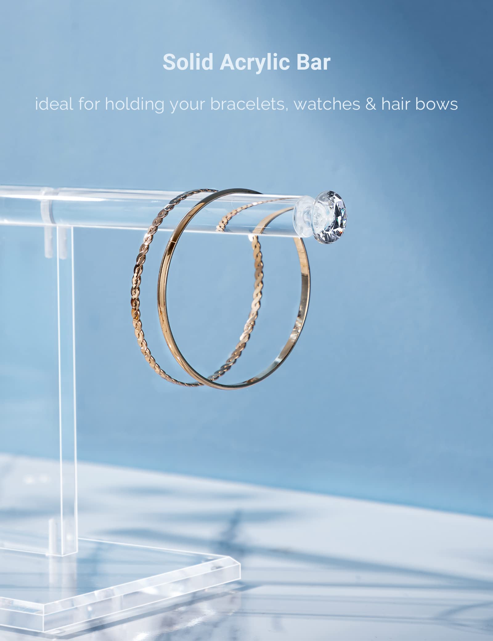 2-Tier Acrylic Jewelry Stand with 18 Diamond Hooks - Clear Necklace Organizer for Watches & Bangles - Perfect Jewelry Display & Gift for Women - Ideal for Bedroom Vanity, Boutique Store, and Wedding Jewelry Showcase