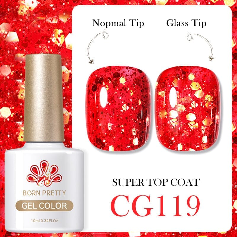 Red Glitter Gel Nail Polish - 10ml Long Lasting Shine for Manicures & Pedicures - Perfect for Parties, Weddings & Special Occasions
