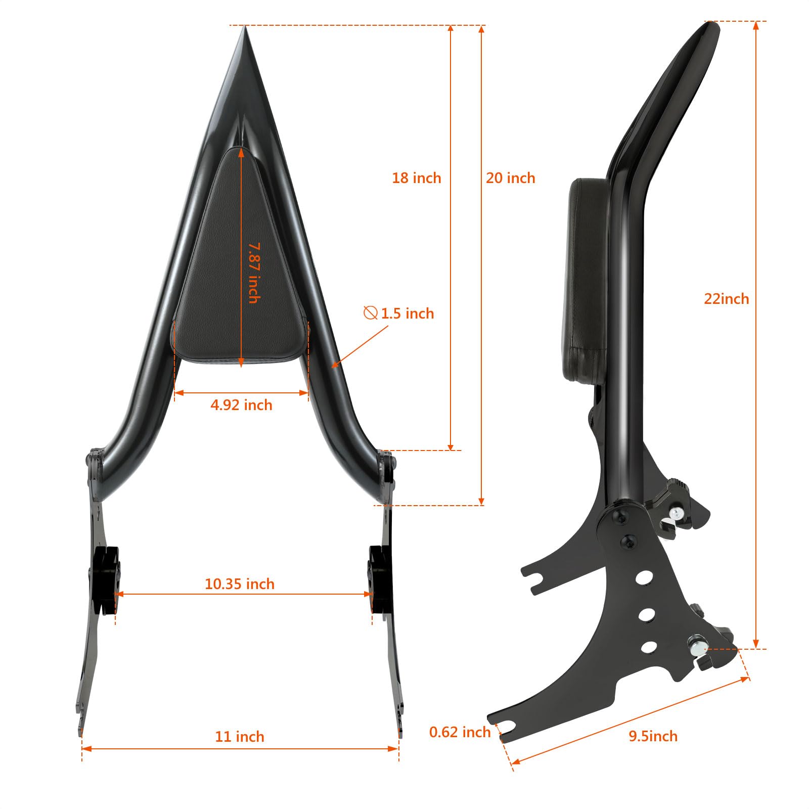 Detachable Sissy Bar Backrest for Harley Sportster XL883 XL1200 (2004-2022) - Compatible with Sportster 883, 1200, Seventy Two, Forty Eight, Iron 883 & Iron 1200 - Black - Perfect for Long Rides & Passenger Comfort