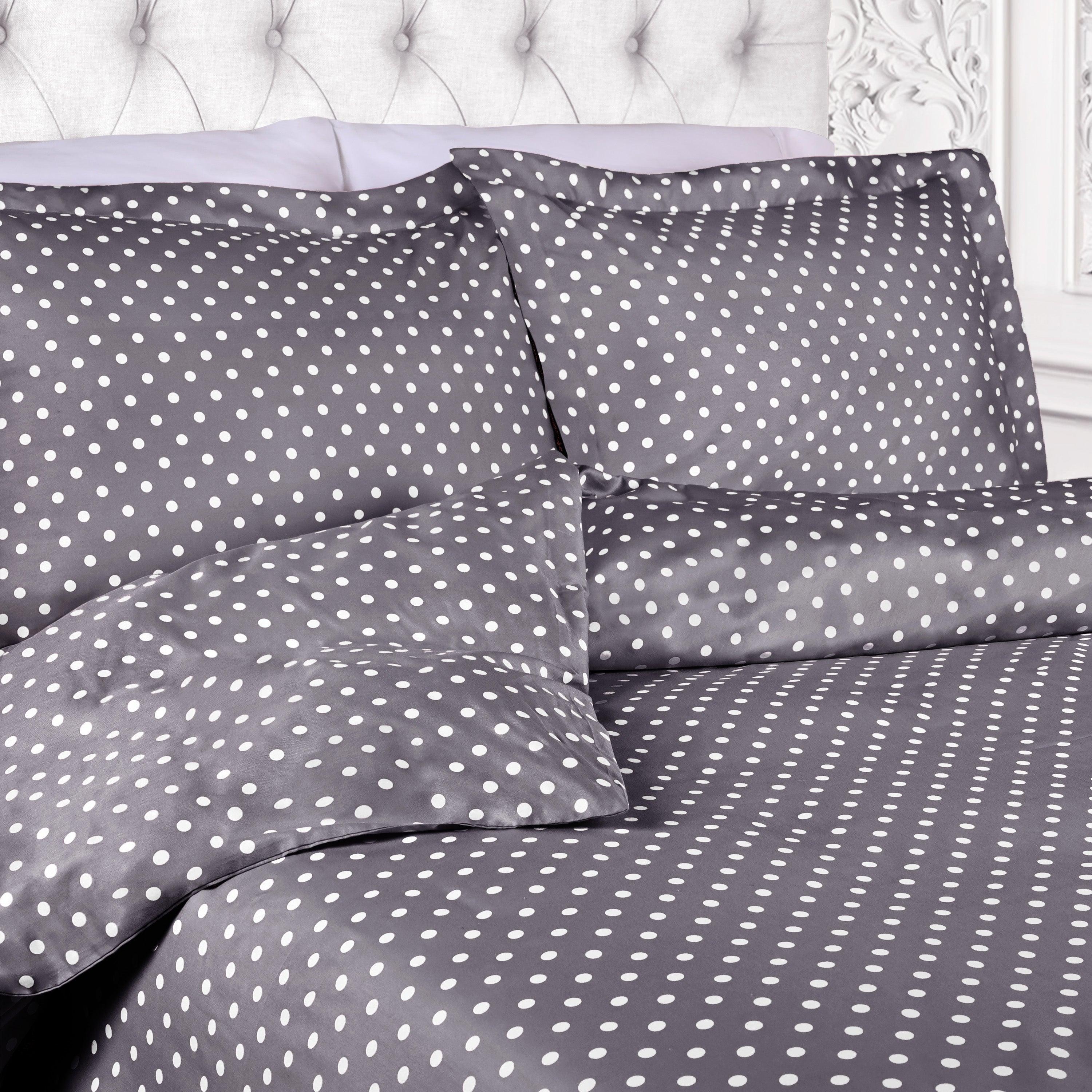 Premium 600 Thread Count Cotton Blend Polka Dot Duvet Cover Set - Soft & Breathable Bedding for Cozy Nights - Perfect for Master Bedroom, Guest Room & Dorm Decor
