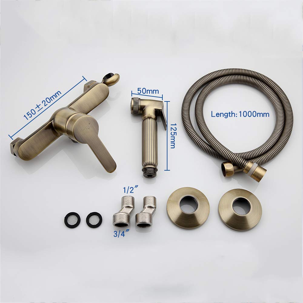 Brass Bidet Sprayer Set - Portable Cloth Diaper Washer & Wall Mounted Shower Sprayer with Single Handle for Toilet Cleaning & Personal Hygiene (Bronze) - Perfect for Bathroom Hygiene, Baby Care & Eco-Friendly Cleaning