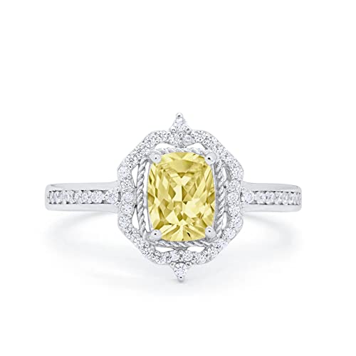 14K White Gold Simulated Yellow CZ