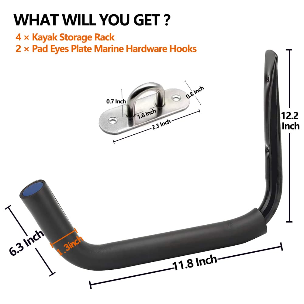 Heavy Duty Kayak Racks for Outdoor Storage - Wall Mount for Paddle Boards, Canoes, Bikes, Ladders, Folding Chairs, Surfboards, Snowboards & Tools - Perfect for Garage, Shed or Backyard Organization