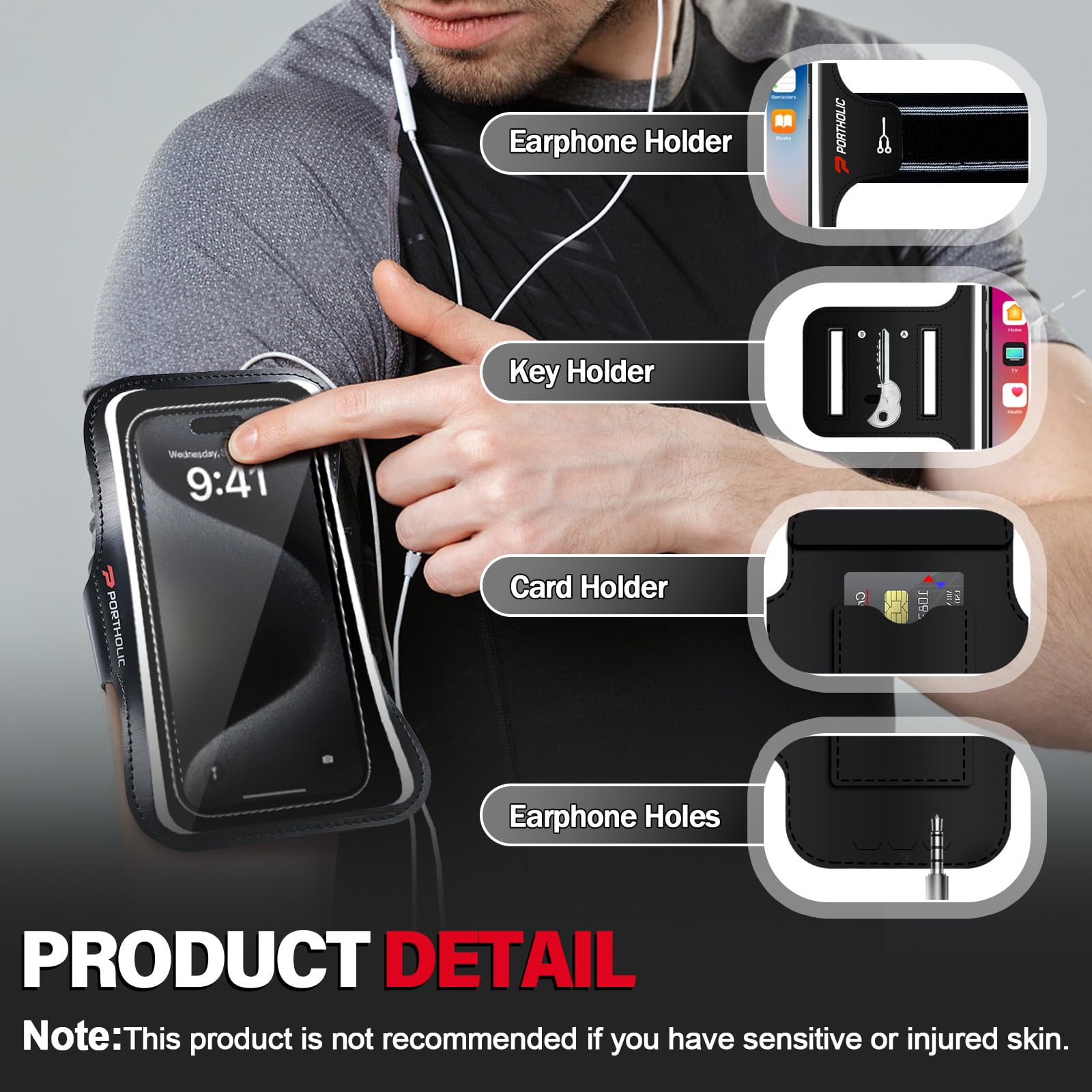 Sweat-Resistant Sports Armband for iPhone 15/14/13 Pro Max & Samsung Galaxy S23/S22/S21 Ultra/A54/A53 & Huawei Mate 60/50 - Perfect for Running, Cycling, Hiking & Gym Workouts (Medium Size)